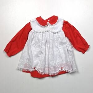 Vintage Mayfair Dress Girls Size 24m Red Pinny Christmas Holiday Pinafore